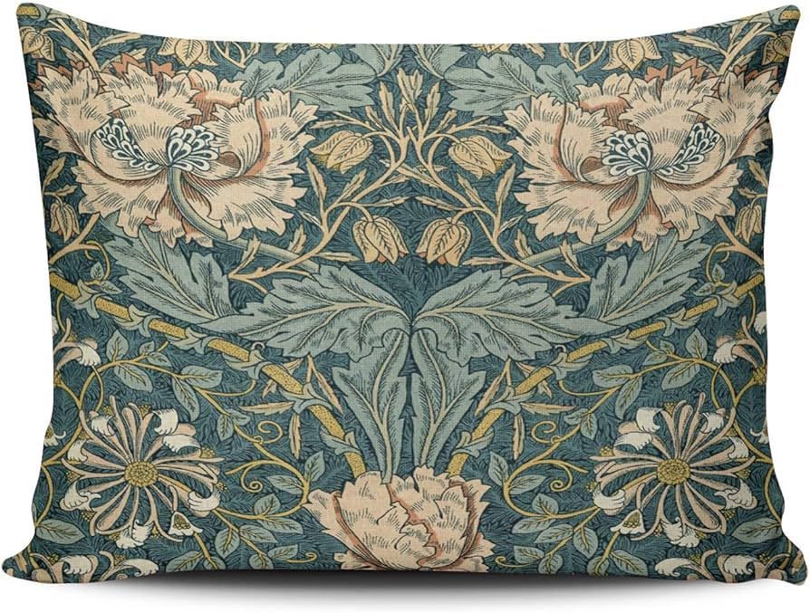KAQIU Home Decoration Pillowcase Teal Vintage Tulips by William Morris Custom Boudoir Size 12x20 ... | Amazon (US)