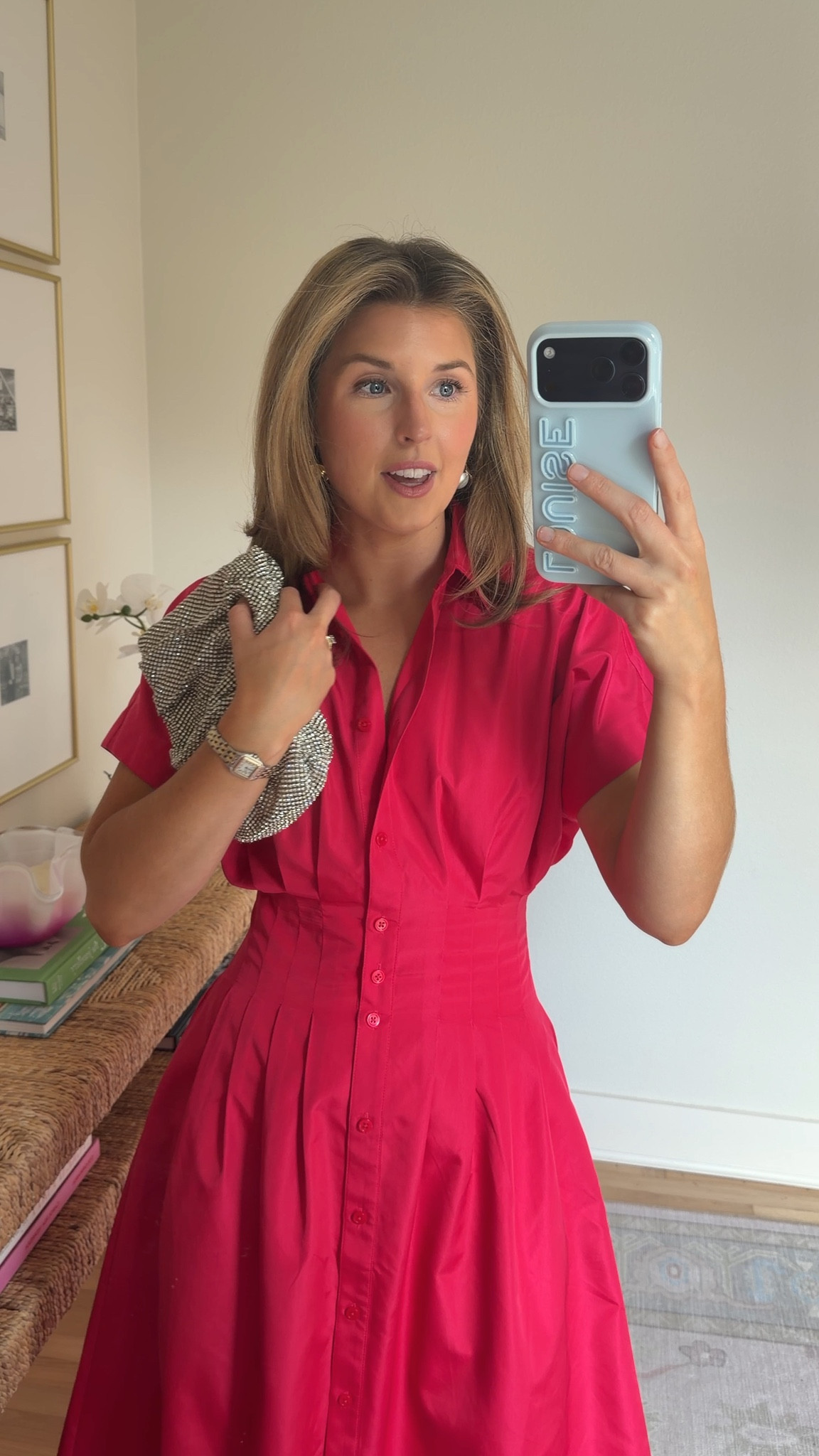 Hot pink midi dress! Wearing an XS. Code- LOUISE20