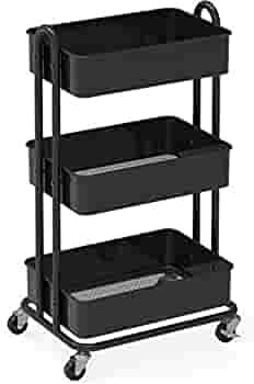 Click for more info about SimpleHouseware Heavy Duty 3-Tier Metal Utility Rolling Cart, Black