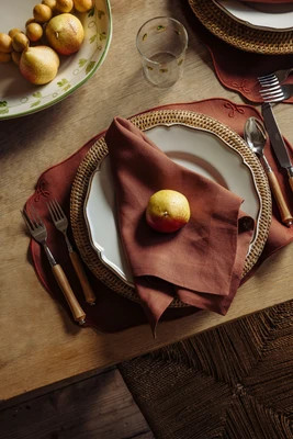Pair of Nancy Linen Placemats, Burnt Sienna | Rebecca Udall UK
