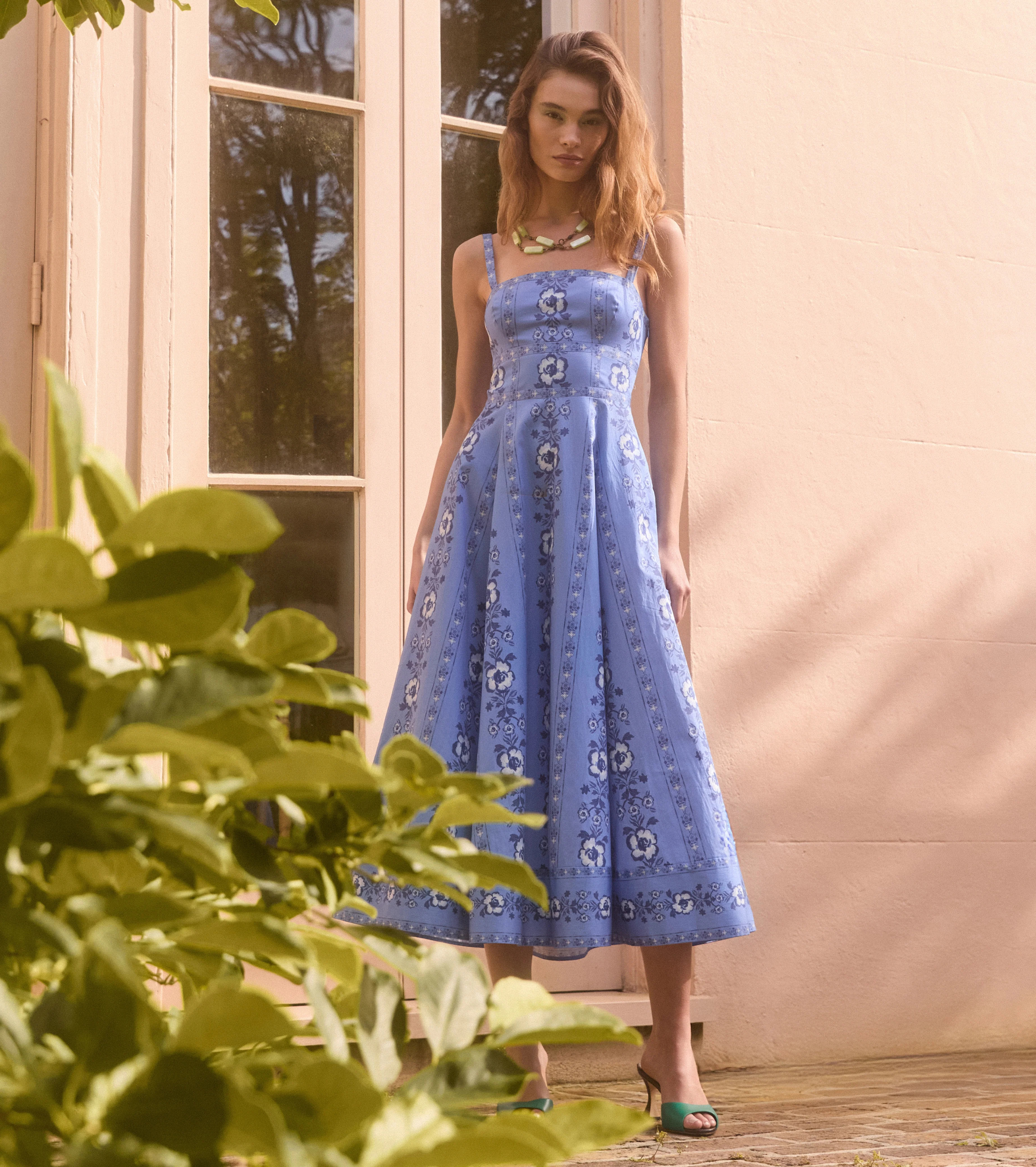 The Margot Dress - Blue Arcadia Border Blue Arcadia Border / XXXS | Hill House Home US