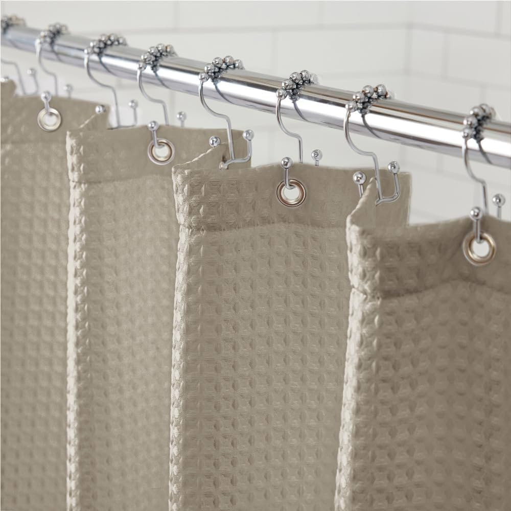 Gorilla Grip Waffle Shower Curtain, Thick Weighted Fabric, Wrinkle and Rust Resistant, Classic Ho... | Amazon (US)