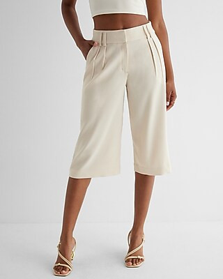 High Waisted Pleated Gaucho Pant | Express