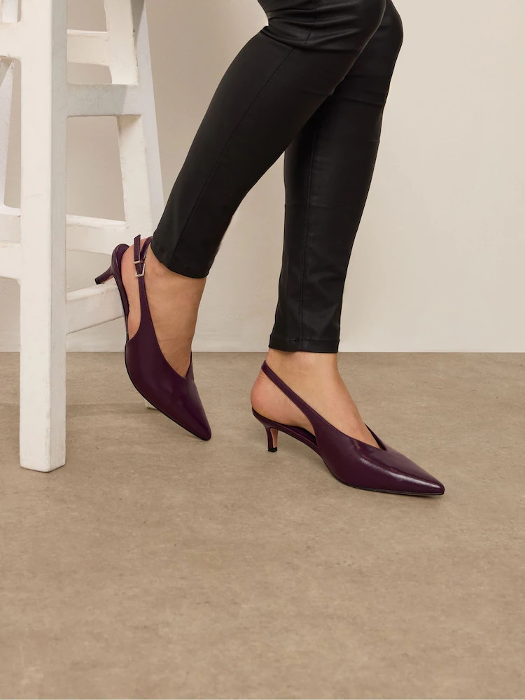 Long Tall Sally Red V Cut Kitten Slingback Heel Shoes | Next EU