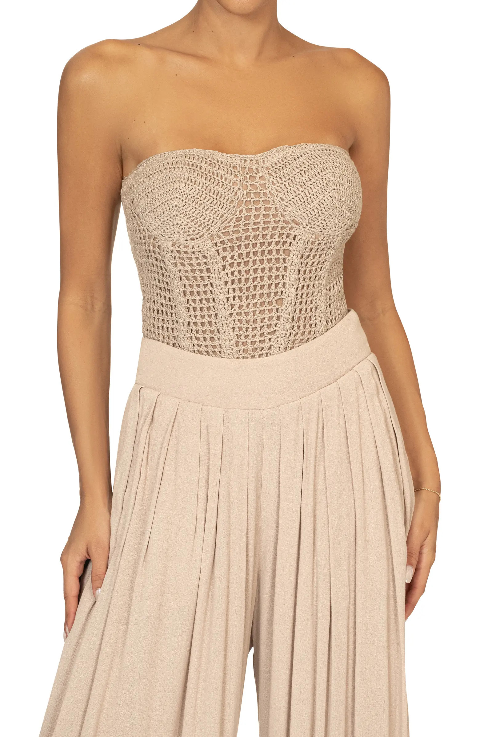 Want It All Open Stitch Strapless Bustier Top | Nordstrom