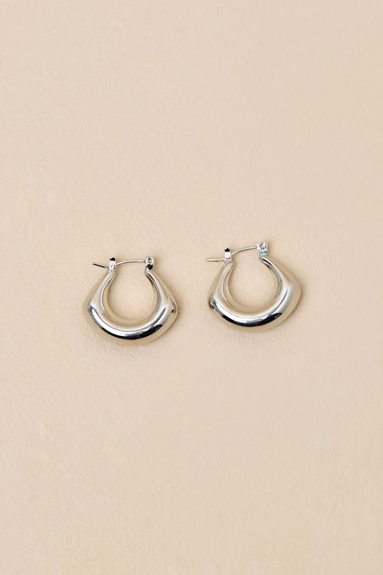 Moriana 14KT White Gold Chunky Hoop Earrings | Lulus