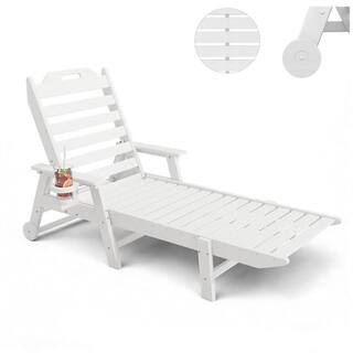 HDPE Oversized White Adjustable Outdoor Chaise Lounge | The Home Depot