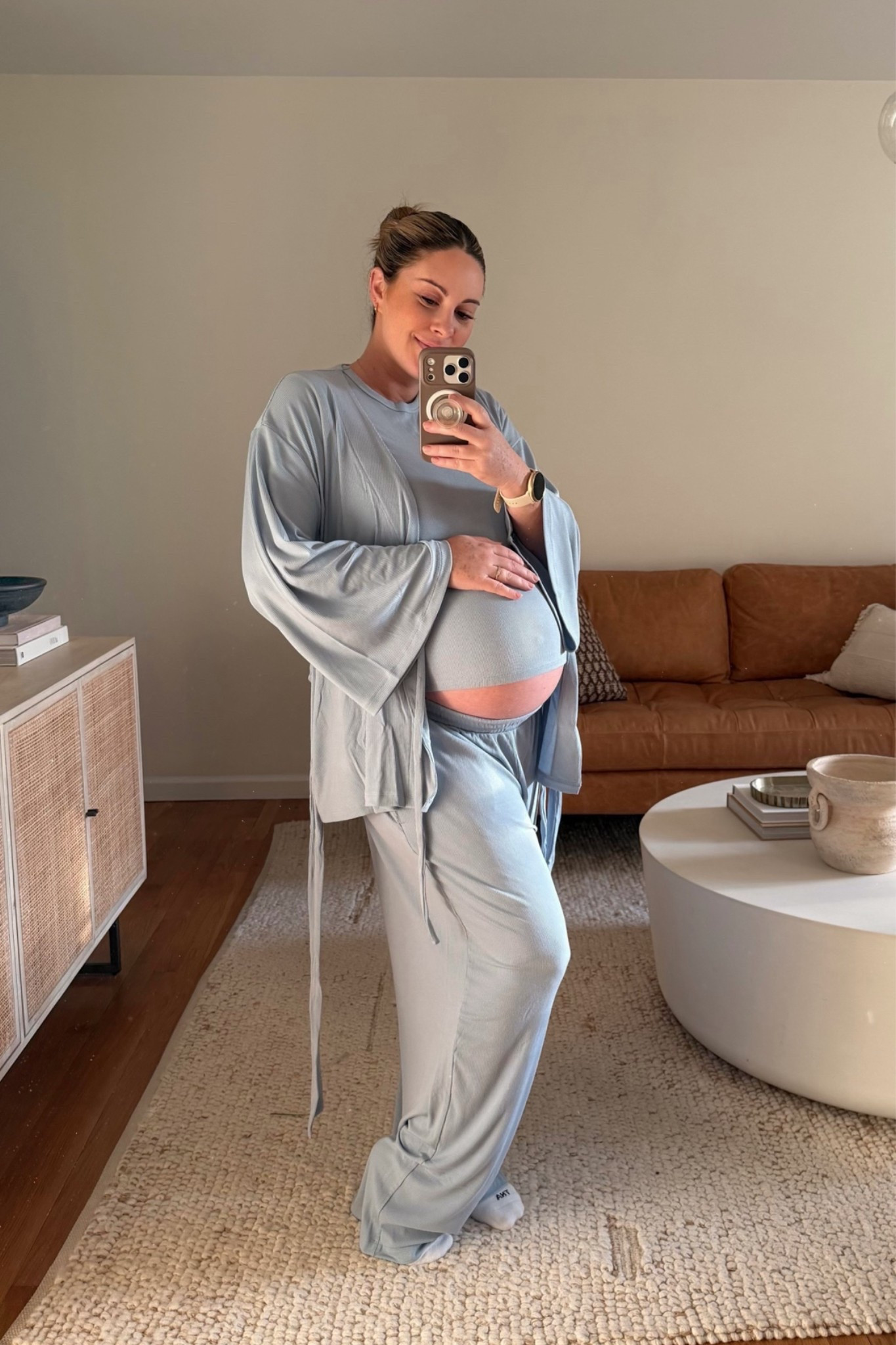 THE most luxurious set - on sale this weekend! Sized up 1 in top and bottoms for pregnancy but stayed TTS for wrap top.

#LTKBump