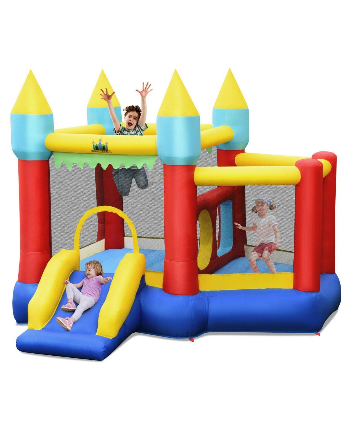 Gymax Inflatable Bounce House Slide Jumping Castle Ball Pit Tunnels Without Blower - Multicolor | Macy's