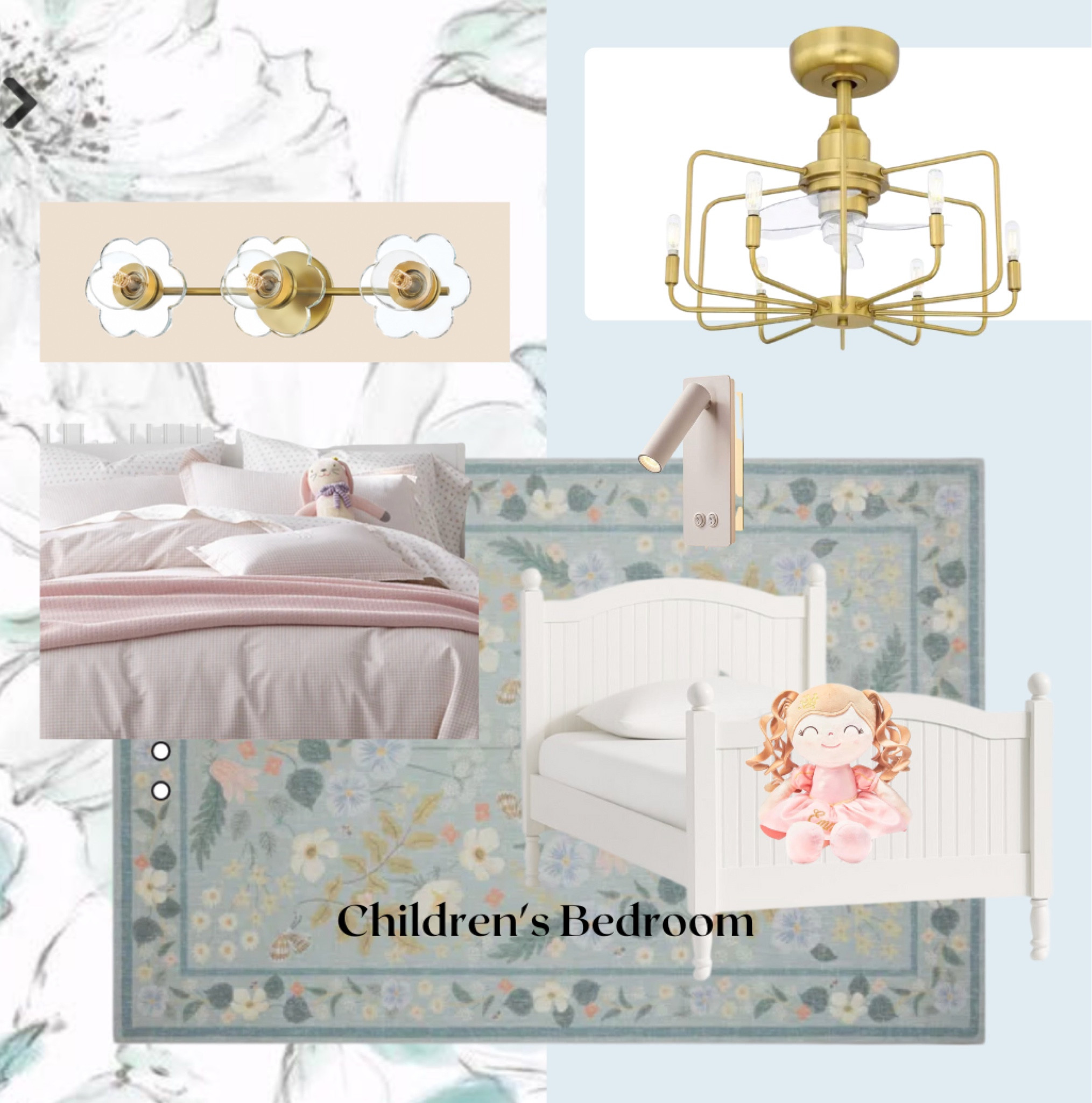 The perfect color palette for a little girl’s bedroom.  With the dainty bathroom sconce, modern fandelier, soft rug and bedding, this room is designed to perfection and any little girl is sure to love it.

#LTKbaby #LTKfamily #LTKhome