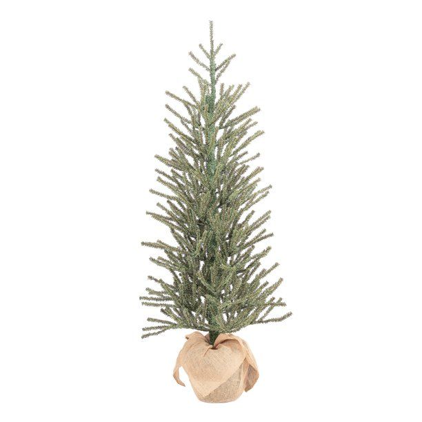 Holiday Time Green Fir Tree with Burlap Base Christmas Decoration, 48" | Walmart (US)