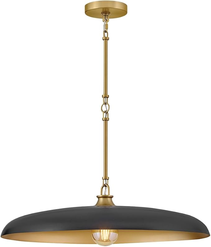 Hinkley Sadie 24" Dome Saucer Shape Pendant Light, Black + Lacquered Brass | Amazon (US)