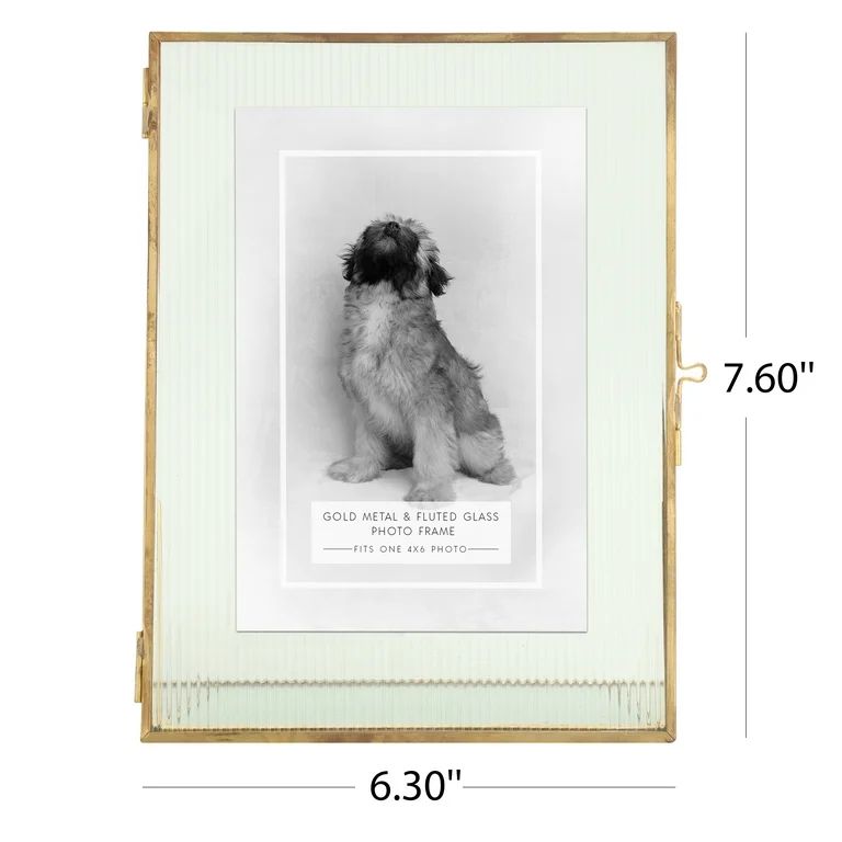 Brass Trimmed Fluted Glass Tabletop Picture Frame Fits up to a 5"x7" Photo | Walmart (US)
