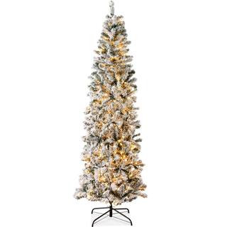 6 ft. Pre-Lit Incandescent Flocked Artificial Christmas Tree with 250 Warm White Lights | The Home Depot