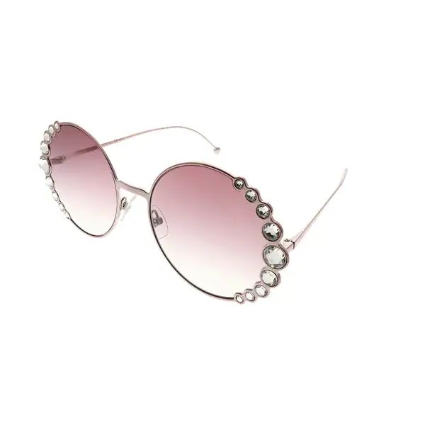 Fendi Round FF 0324/S Ribbons And Crystals 35J 3X Women Pink Frame Pink Gradient Lens Sunglasses | Bed Bath & Beyond