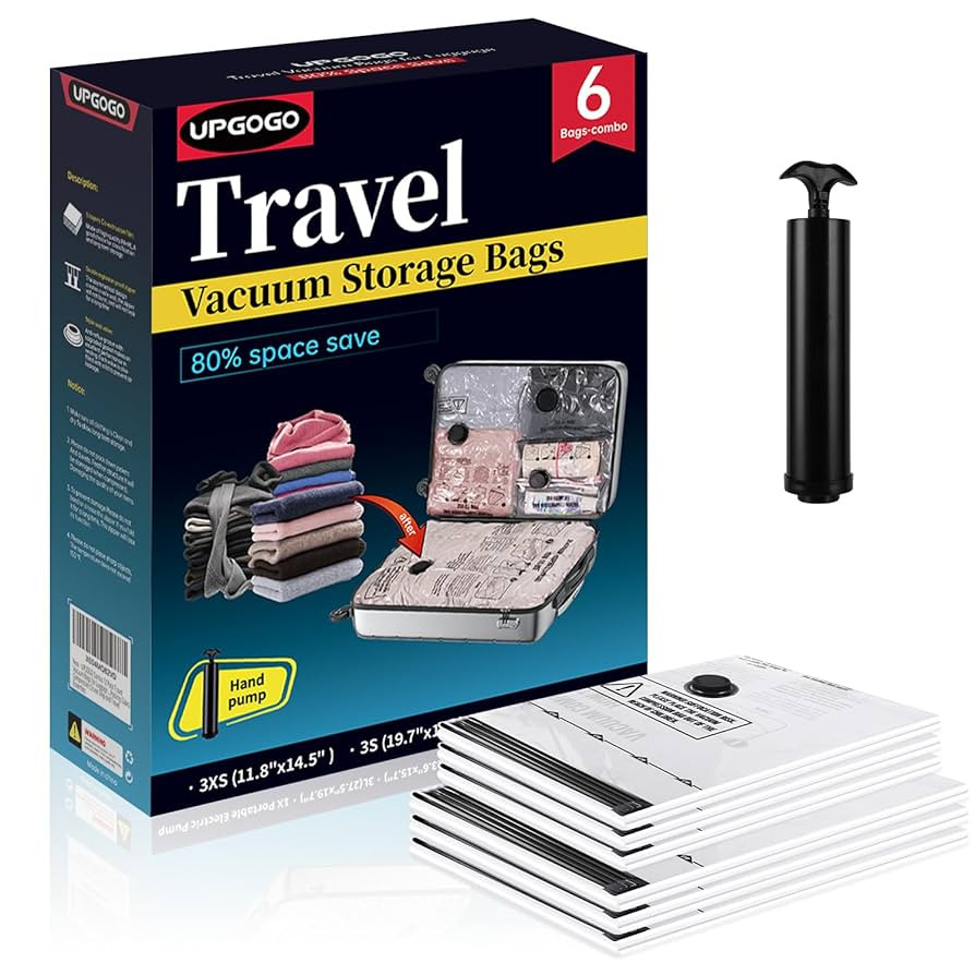 Travel Vacuum Bags for Luggage with Hand Pump,Vacuum Seal Bags for Clothing,Packing Cubes Compres... | Amazon (US)