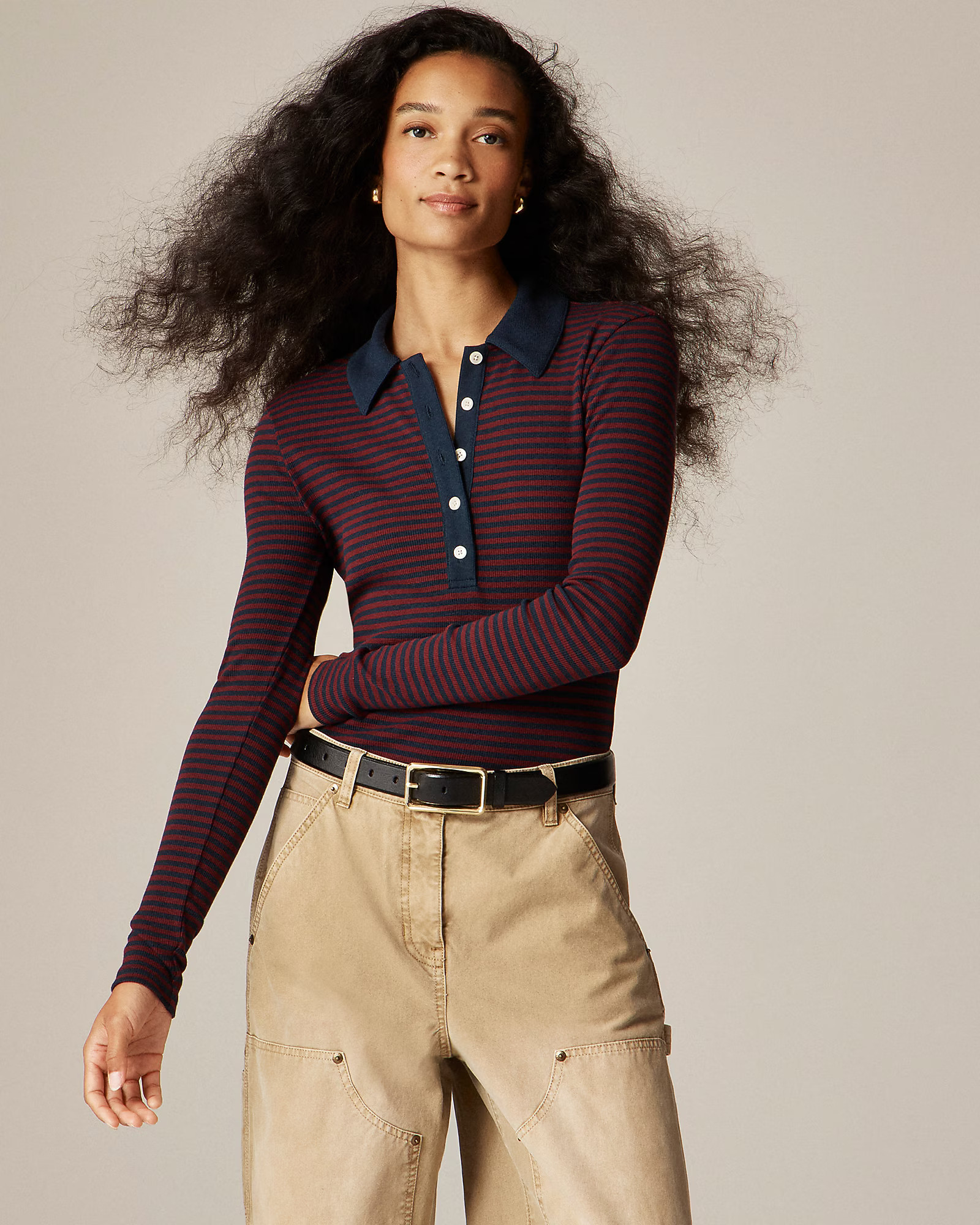 Perfect rib polo shirt in stripe | J. Crew US