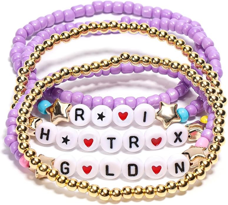 AICase for Golden Kpop Demon Merch Cosplay Inspired Bracelets 5 Pcs Stackable Stretch Friendship ... | Amazon (US)