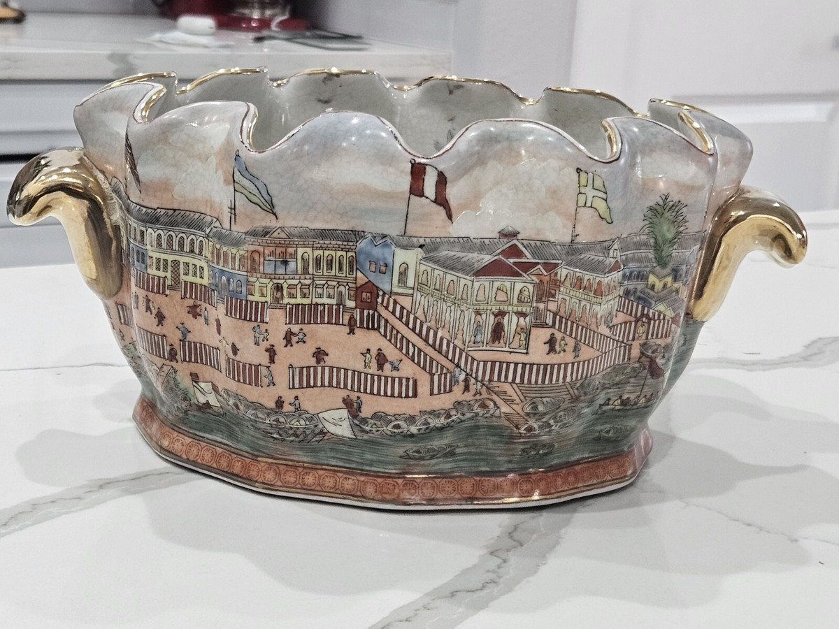 United Wilson 1897 Porcelain Fluted Jardiniere Bowl Factories On Pearl River. B | eBay US