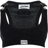Jean Paul Gaultier Black Cotton Crop Tank Top With Clip For Overalls | Balardi (US & Canada)