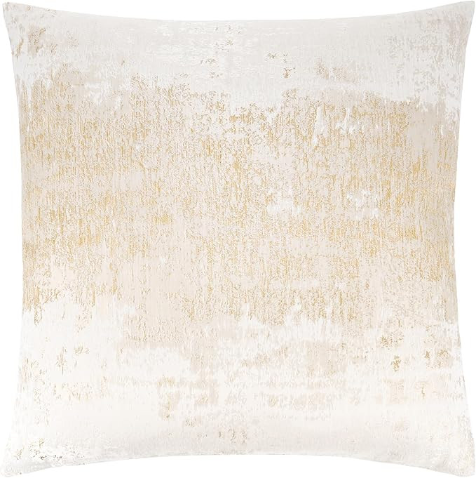 THE-TINOART Modern Cream Gold Throw Pillow Covers 18x18, Beige and Gold Jacquard Woven Decorative... | Amazon (US)