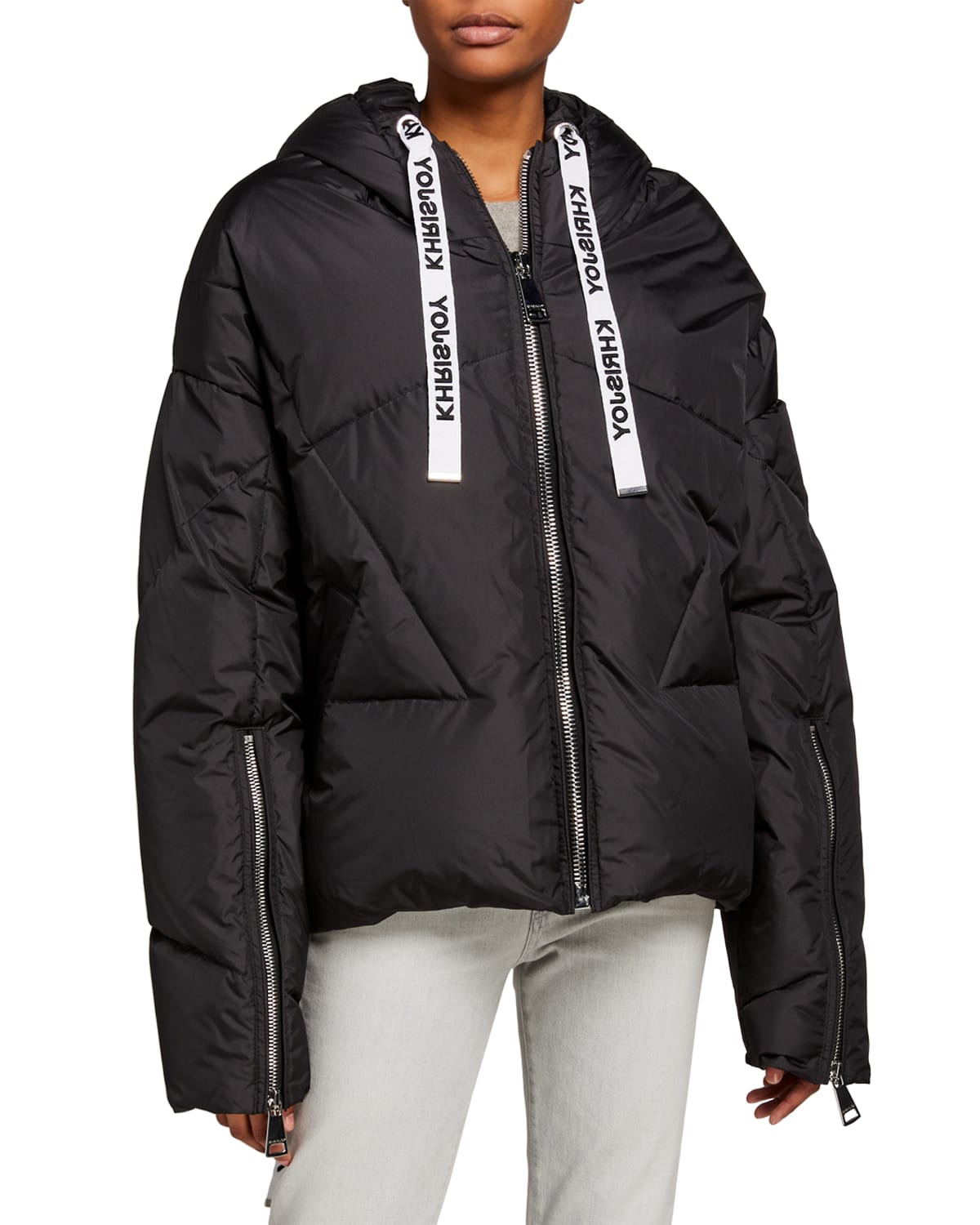 Khris Drawstring-Hood Puffer Jacket, Solid | Neiman Marcus
