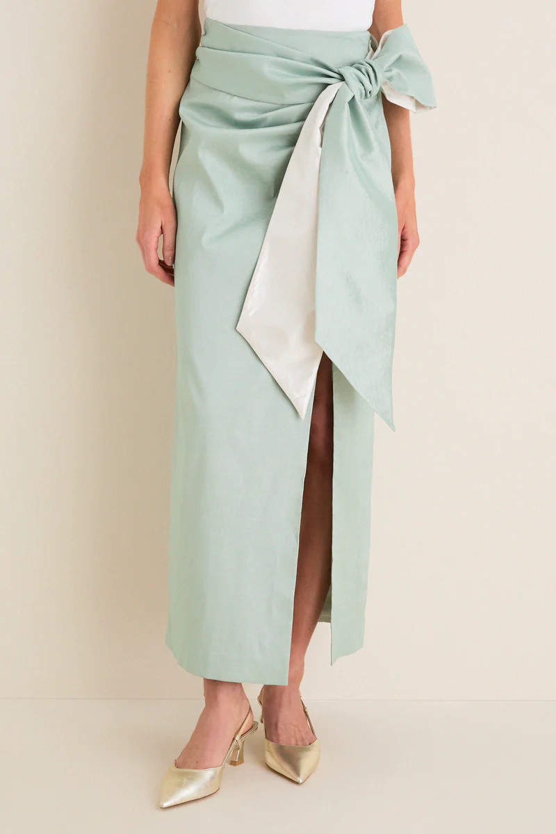Sage Taffeta Angelise Tie Skirt | Tuckernuck (US)