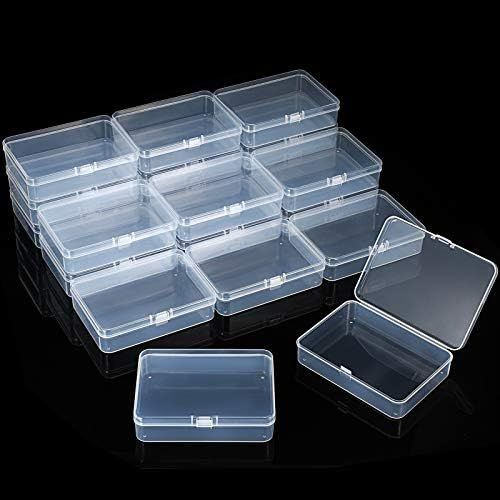 36 Pieces Small Clear Plastic Beads Storage Containers Box with Hinged Lid, Storage Case of Small It | Amazon (US)