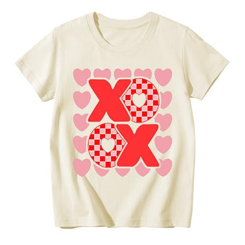 Valentine's Shirts Girls Love Day T-Shirt Tshirt Graphic Tee Tops 12 Years Apricot | Amazon (US)