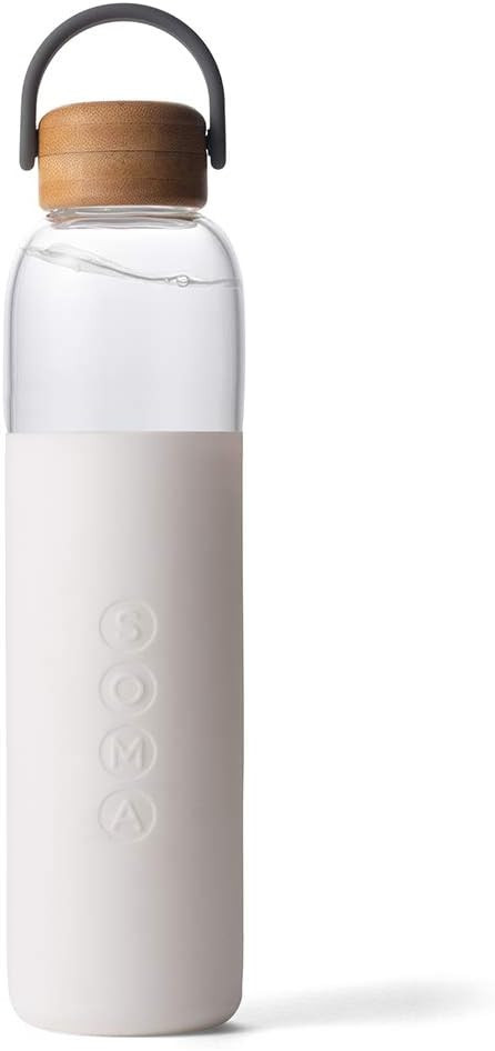 Soma BPA-Free Glass Water Bottle with Silicone Sleeve, White, 25oz | Amazon (US)
