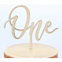 Calligraphy One First Birthday Cake Topper, Toddler Script Gold Silver Smash Topper | Etsy (US)