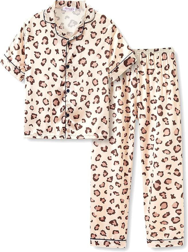 Topgal Satin Pajamas for Girls Coat Style Unicorn & Cat Silk Button Down PJ Set Size 6-16 | Amazon (US)