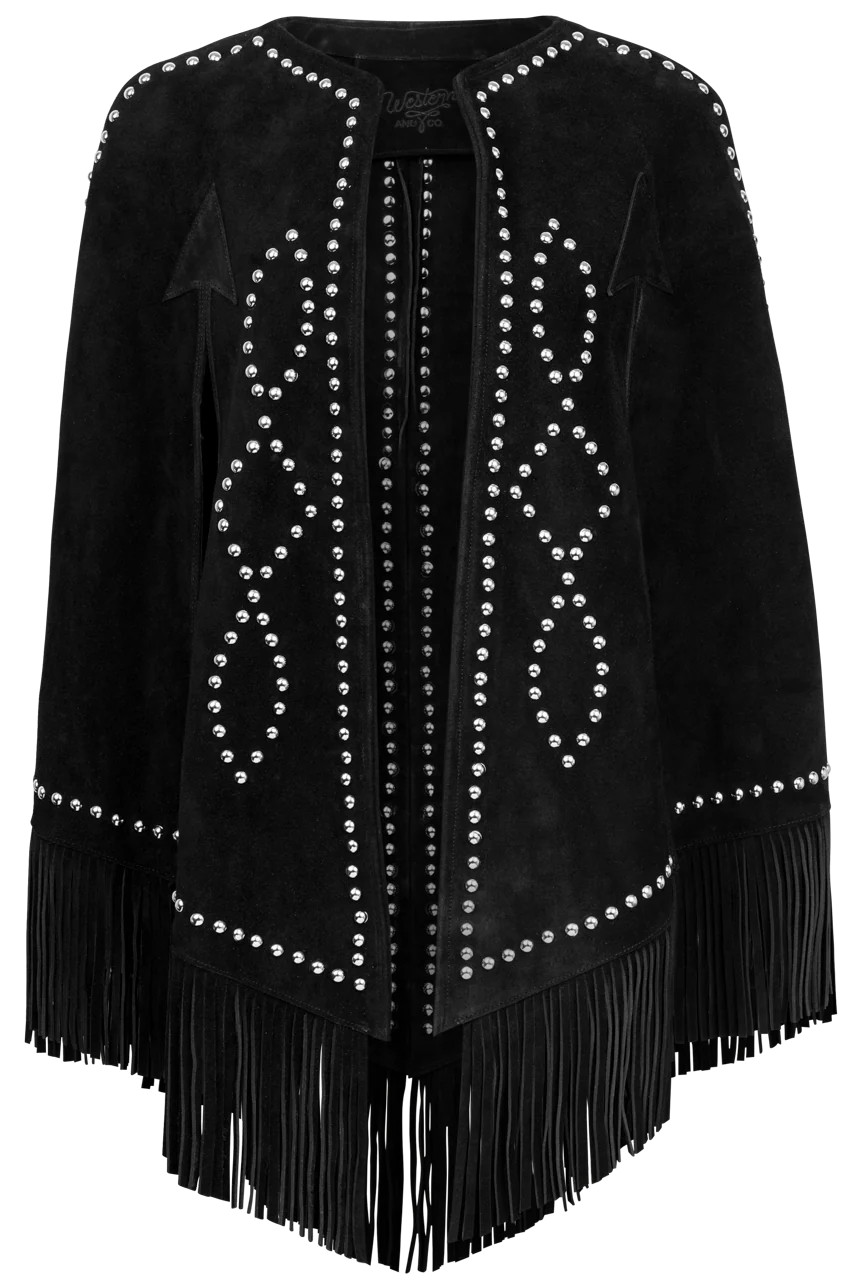 Western & Co. Midnight Studded Suede Cape | Pinto Ranch | Pinto Ranch
