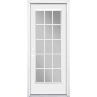 Masonite 32 in. x 80 in. White 15 Lite Right-Hand Inswing Primed Steel Prehung Front Exterior Doo... | The Home Depot