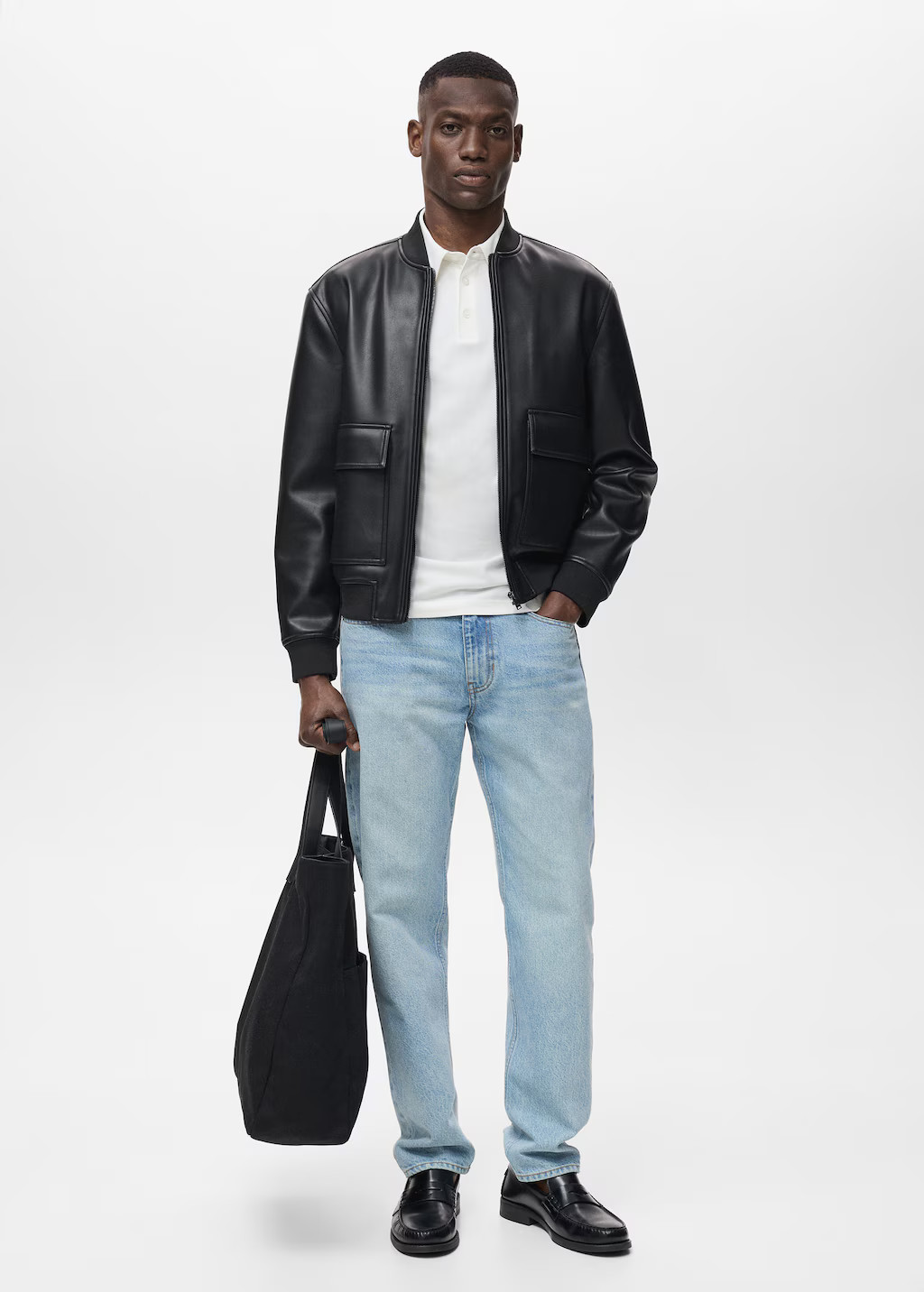 Leather-effect bomber jacket black - Man - M - MANGO MAN | MANGO (UK)