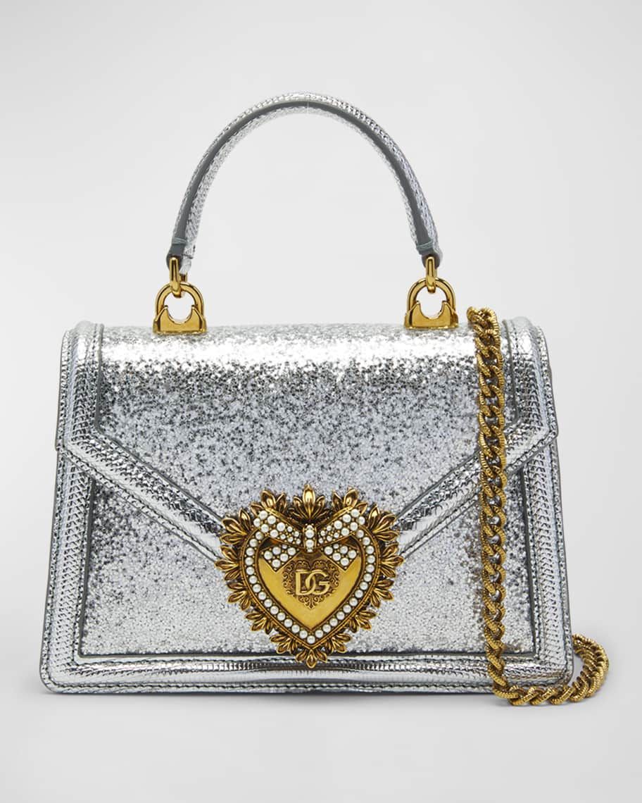 Devotion Mini Glitter Leather Top-Handle Bag | Neiman Marcus