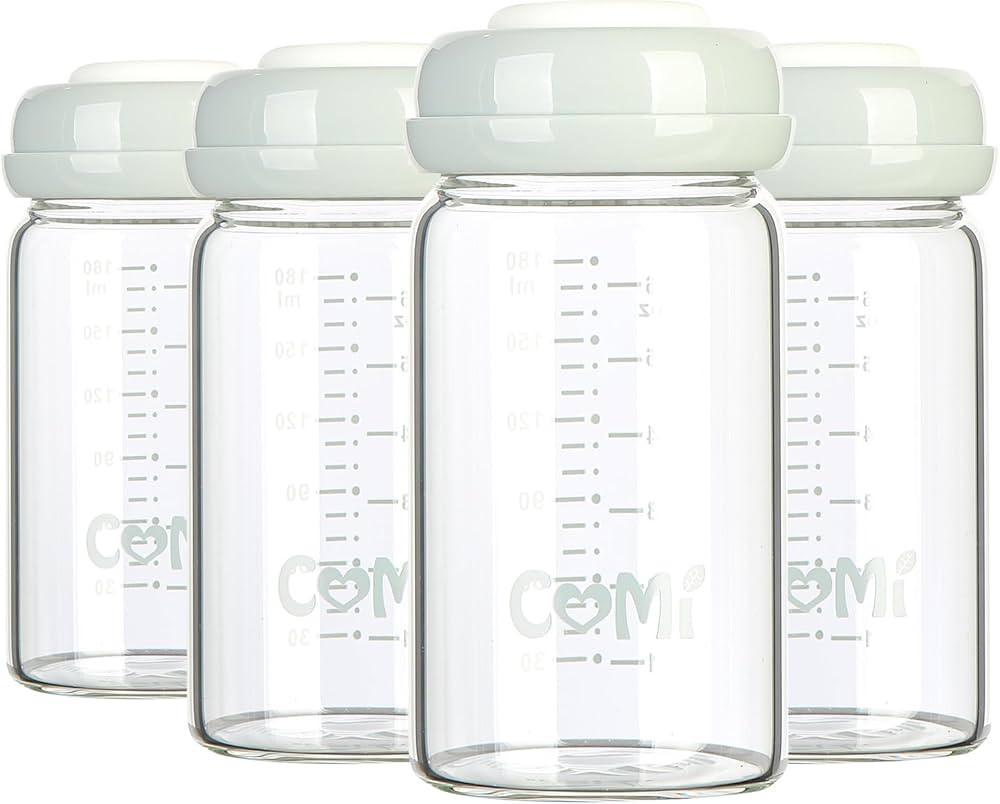 COMI Wide Neck Glass Breastmilk Collection n Storage Bottle, 4 Packs, 6oz with Screw Ring Sealing... | Amazon (US)
