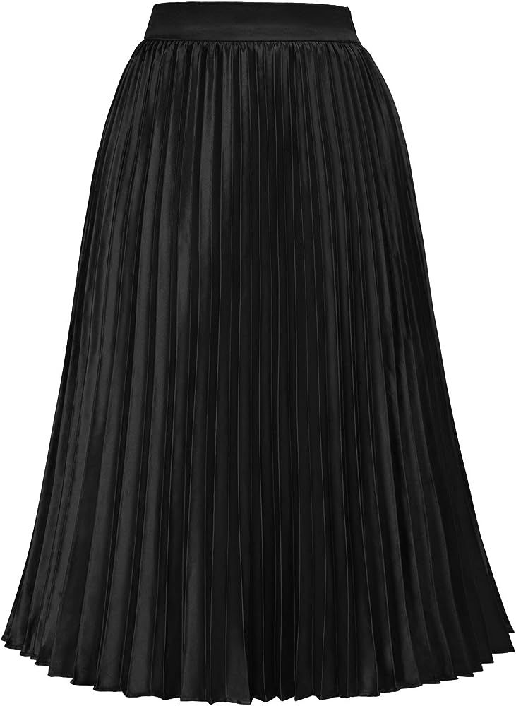 Women's High Waist Pleated A-Line Swing Skirt KK659 | Amazon (US)