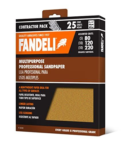 Fandeli Sandpaper Sheets - Multipurpose 80,120, 220 Grit Sandpaper (25 Sheet Pack) - Multipurpose Pr | Amazon (US)