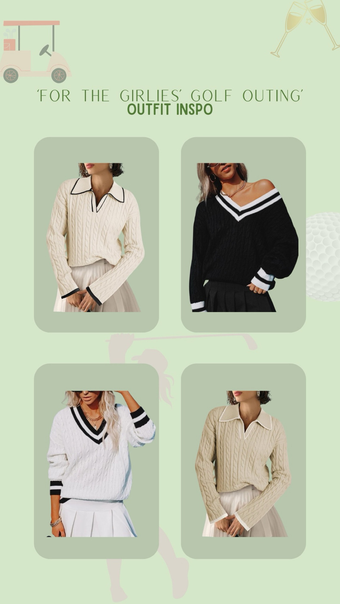 Outfit inspo for my girlies attending next week’s golf outing!! 🏌️‍♀️⛳️🤩

Get these pieces just in time for the event 🩷

Golfing, Sweaters, Activewear 

#LTKActive #LTKStyleTip