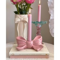 Pink Bow Candle Holder, Coquette, Romantic Home Decor, Feminine, Elegant, Decorative Accent, Parisian Style, Balletcore Gift For Her | Etsy (US)