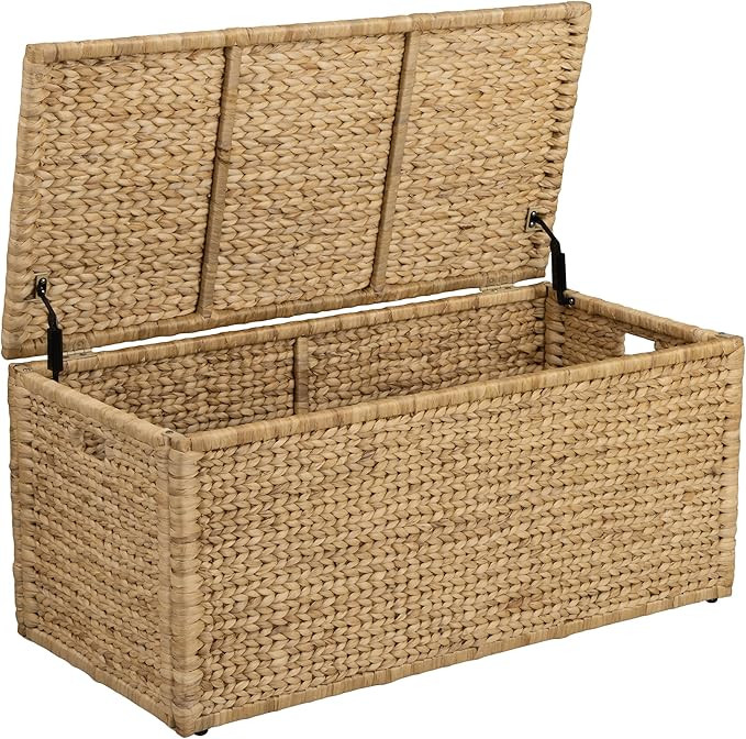 eHemco Heavy-duty Water Hyacinth Wicker Storage Trunk with Metal Frame, 42 by 20 by 18.5 Inches, ... | Amazon (US)