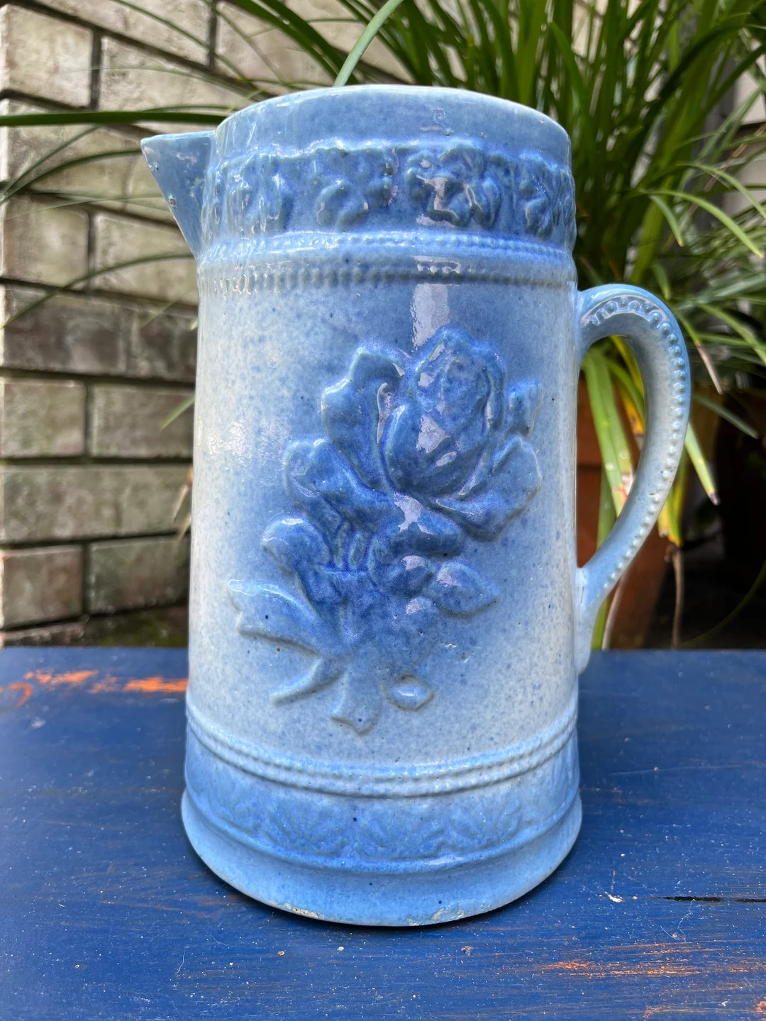 Lovely Antique Blue and White Pitcher - Etsy | Etsy (US)