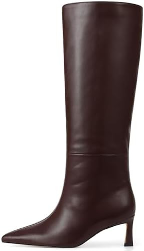 Knee High Boots Womens Wide Calf Kitten Heel Tall Boots Pointed Toe Suede Long Boots Trendy Dress... | Amazon (US)