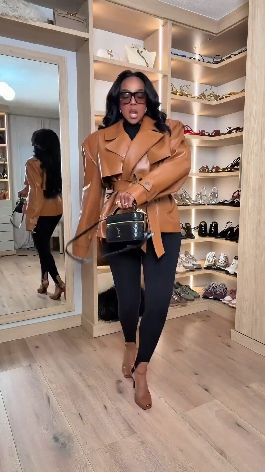 This is one of those looks that instantly feels elevated the moment you put it on. The structured leather jacket paired with sleek black basics creates that effortless, polished vibe that works day to night.

What makes this outfit a smart buy is how many ways each piece can be styled. The jacket layers perfectly over dresses, denim, or leggings, so the cost per wear drops fast and makes this a long-term shopping strategy staple.

Perfect for date nights, dinners, travel days, meetings, and chic everyday wear.

📏 Sizing:
Jacket: Small  
Top: Small  
Leggings: Small  
Shoes: True to size  

Measurements: 5’4” · 138 lbs · 34D · 27” waist · 40” hips

Save this post to revisit later or tap to get details and shop instantly.

Leather jacket outfit ideas, elevated everyday style, neutral capsule wardrobe, chic fall outfits, versatile wardrobe staples.

Follow me on Instagram and YouTube @kirasfashionfinds