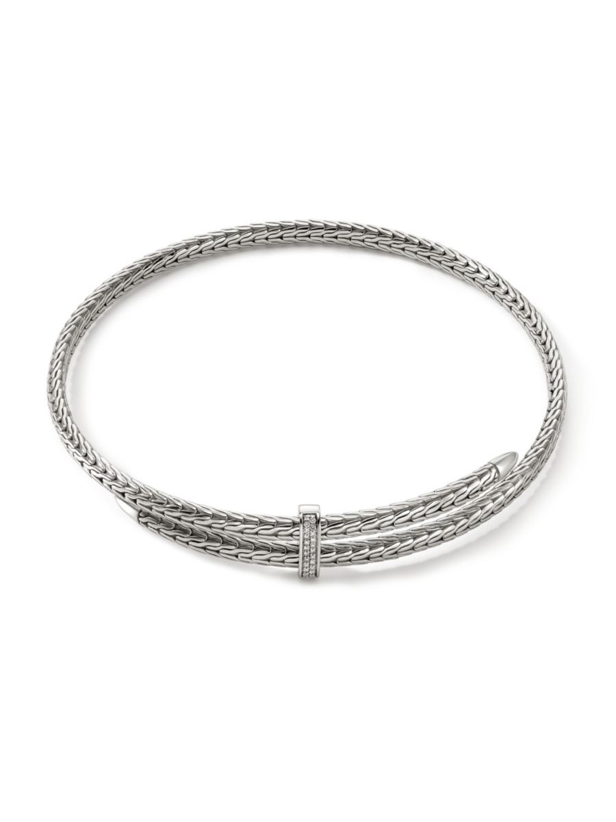 Spear Sterling Silver & 0.24 TCW Diamond Coil Necklace | Saks Fifth Avenue