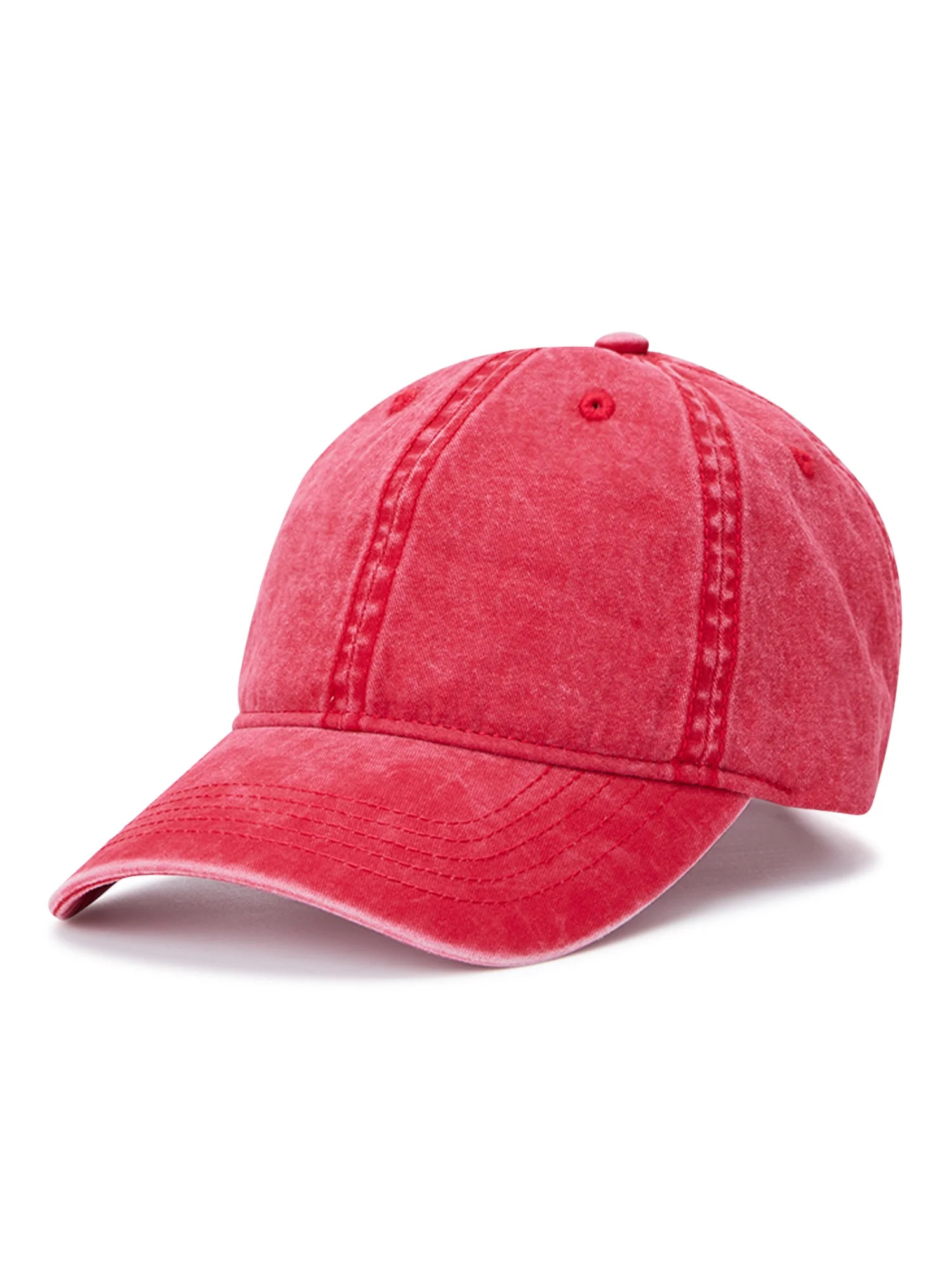 Time and Tru Women's Washed Cotton Twill Baseball Hat, Red Mark | Walmart (US)