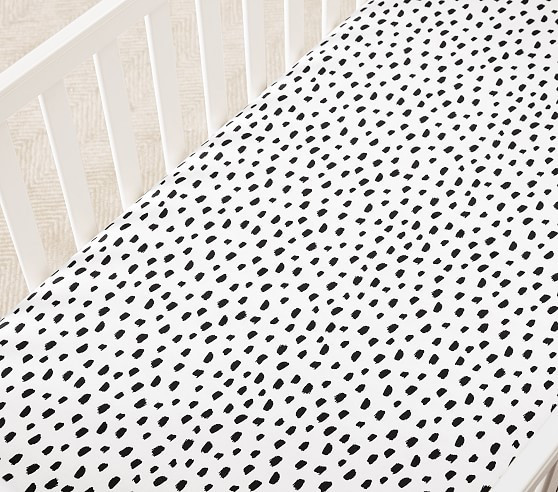 Brushstroke Dot Organic Crib Fitted Sheet | Pottery Barn Kids