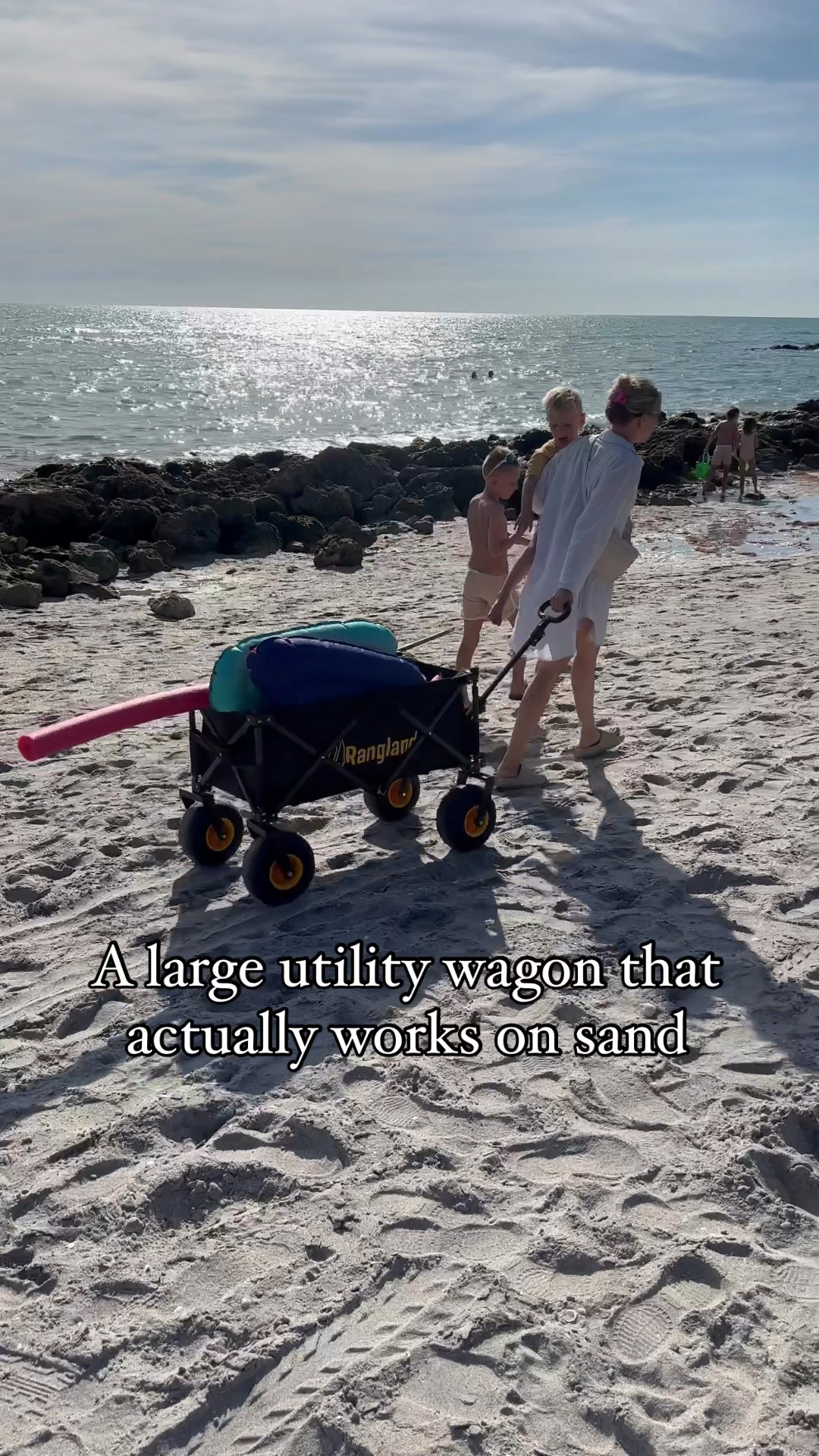 I have tried so many beach wagons and these big utility ones are typically hard to pull on sand. But not this one! It glides so easily, and is amazing! 

Can carry up to 220 lbs. obviously the heavier it is, the more effort to pull, but we had no issues with a typical amount of stuff for a day at the beach. 

#LTKSeasonal #LTKFamily #LTKTravel