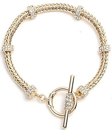 Lauren Ralph Lauren Crystal Gold Tone Pave Roundell Flex Line Bracelet - Gold/Crystal | Dillard's